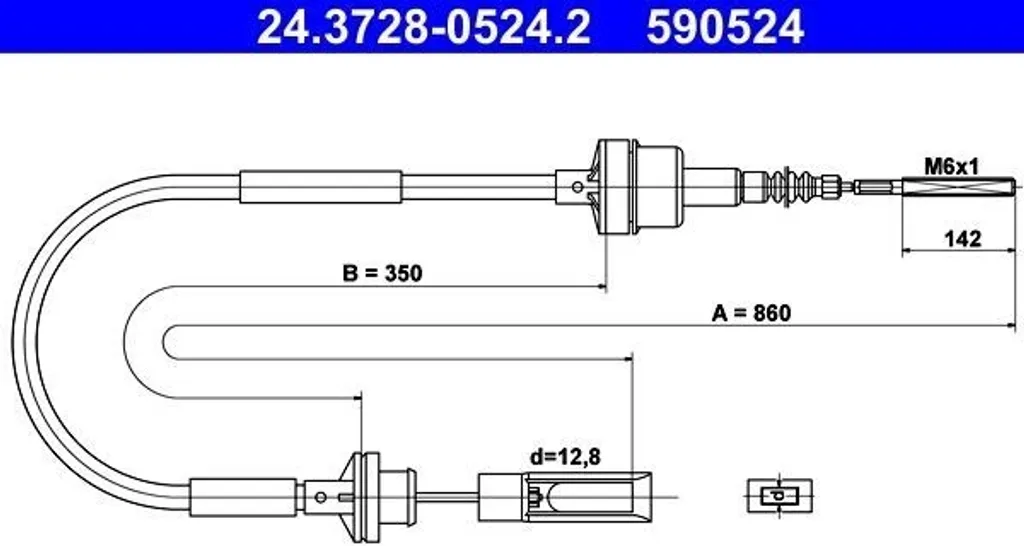 Câble d'embrayage ATE 24.3728-0524.2 haute précision pour OE 7771565
