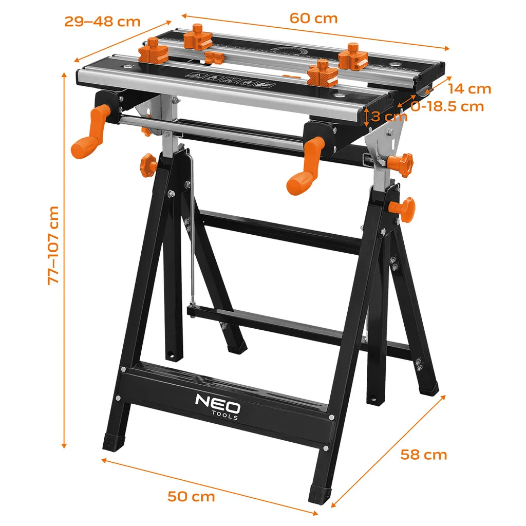 Table de travail robuste 100 kg - Grande surface NEO TOOLS ajustable - 7