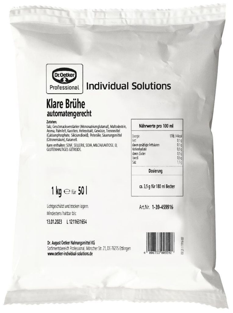 Dr. Oetker Klare Brühe Automatensuppe 1kg Produktbild 