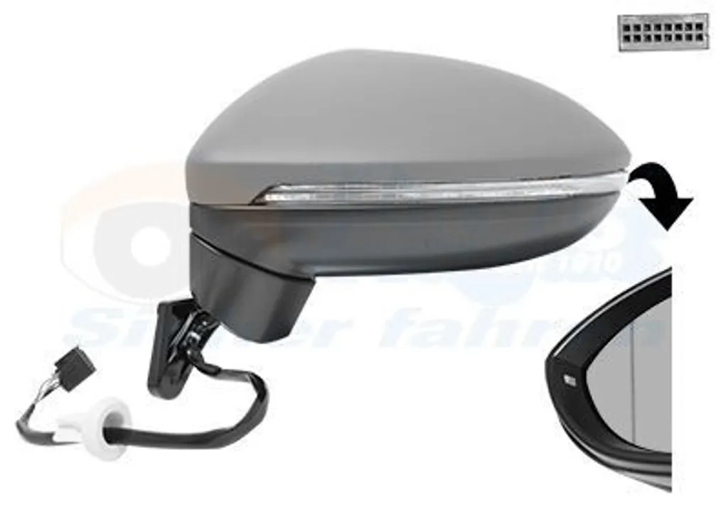 Miroir de rétroviseur complet pour VW Touran 5T1 vitre de rechange OEM