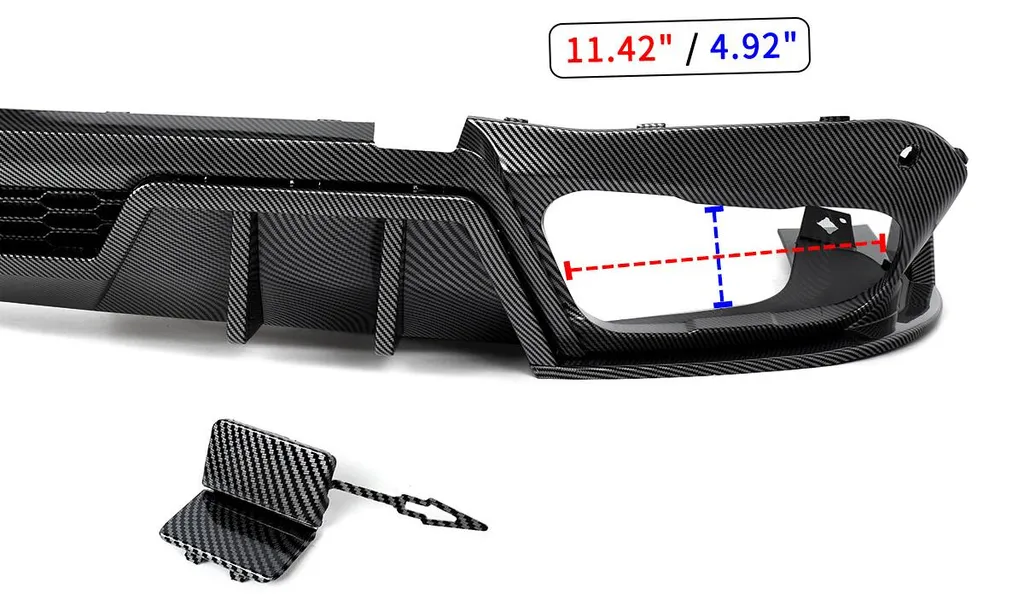 Diffuseur de pare-chocs arrière look carbone en ABS durable - Type Sport