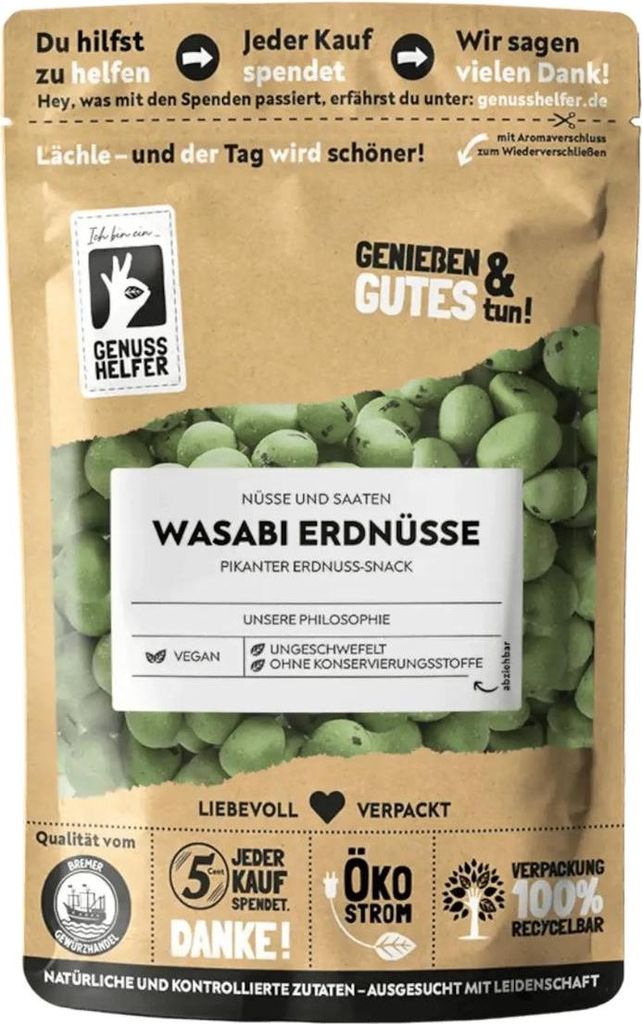 Wasabi Erdnüsse im Teigmantel, pikanter Erdnuss-Snack, 150g