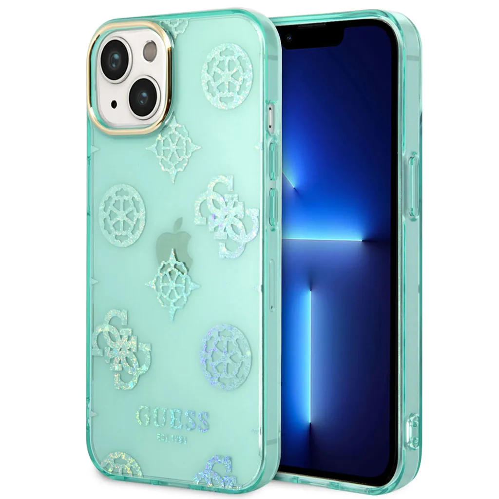 cover per iPhone 14 - Plastica - Custodia rigida Guess, cover posteriore - Turchese