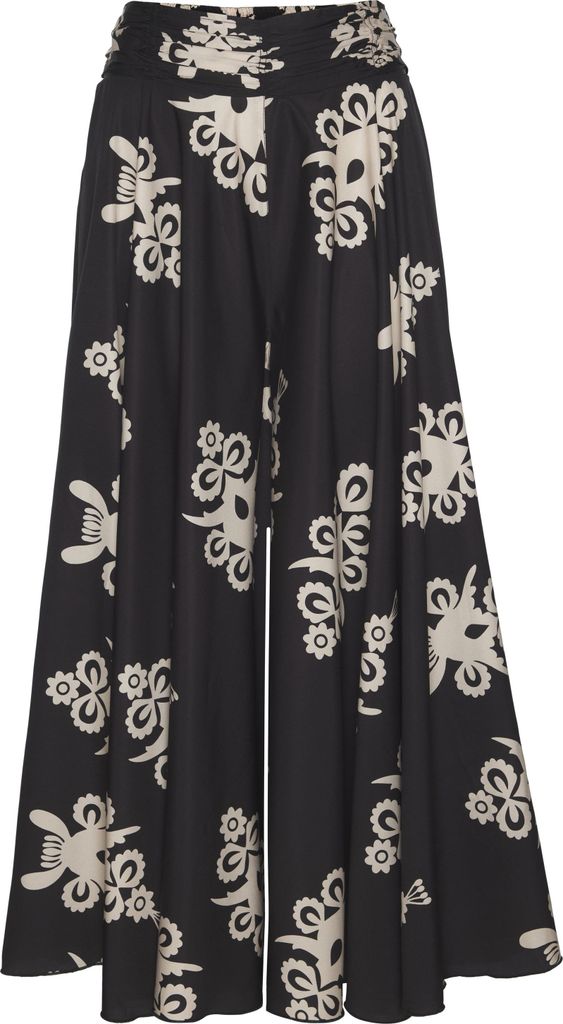 LASCANA Hosenrock schwarz-sand bedruckt Größe 44