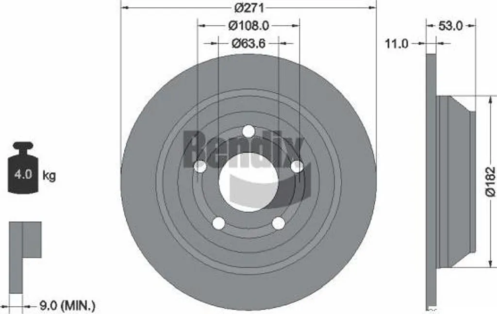 BDS1625 Bendix Disque de Frein OE 2413300 pour Ford Puma Haute Qualité