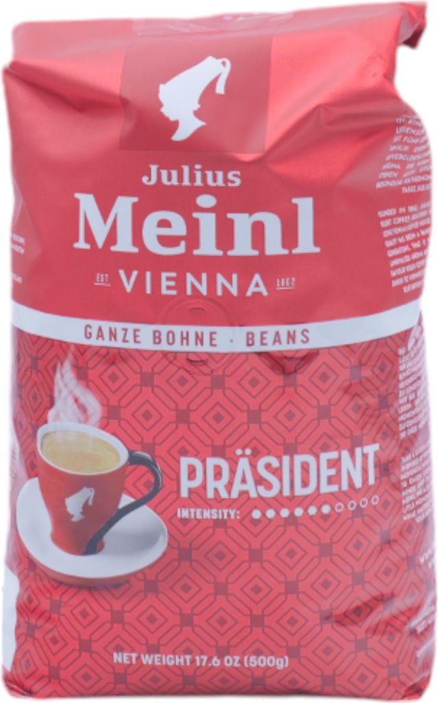 A bag of Julius Meinl coffee beans.