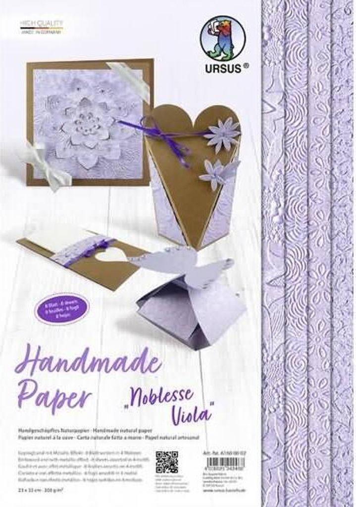 Naturpapier handmade Noblesse 200g/qm 23x33cm VE=8 Blatt viola