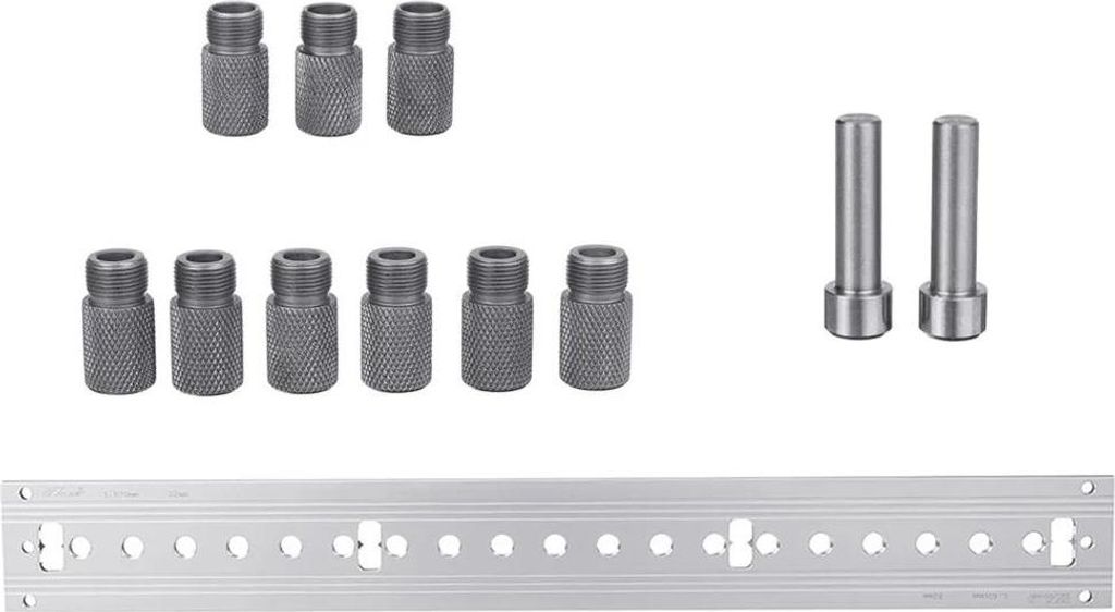 Dübelbohrlehre für Holz - 3‐in‐1 Pocket‐Hole‐Jig und Bohrführung - Mehrreihige Bohrschablone - Aluminium‐Kupfer‐Legierung - Silber