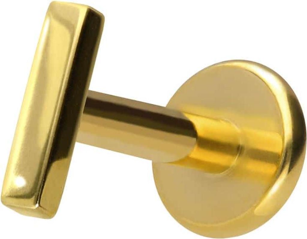 Ohrpiercing, Nasenpiercing Titan Labret mit Innengewinde BALKEN Gold Stablänge: 6mm | Stabstärke: 1,6mm