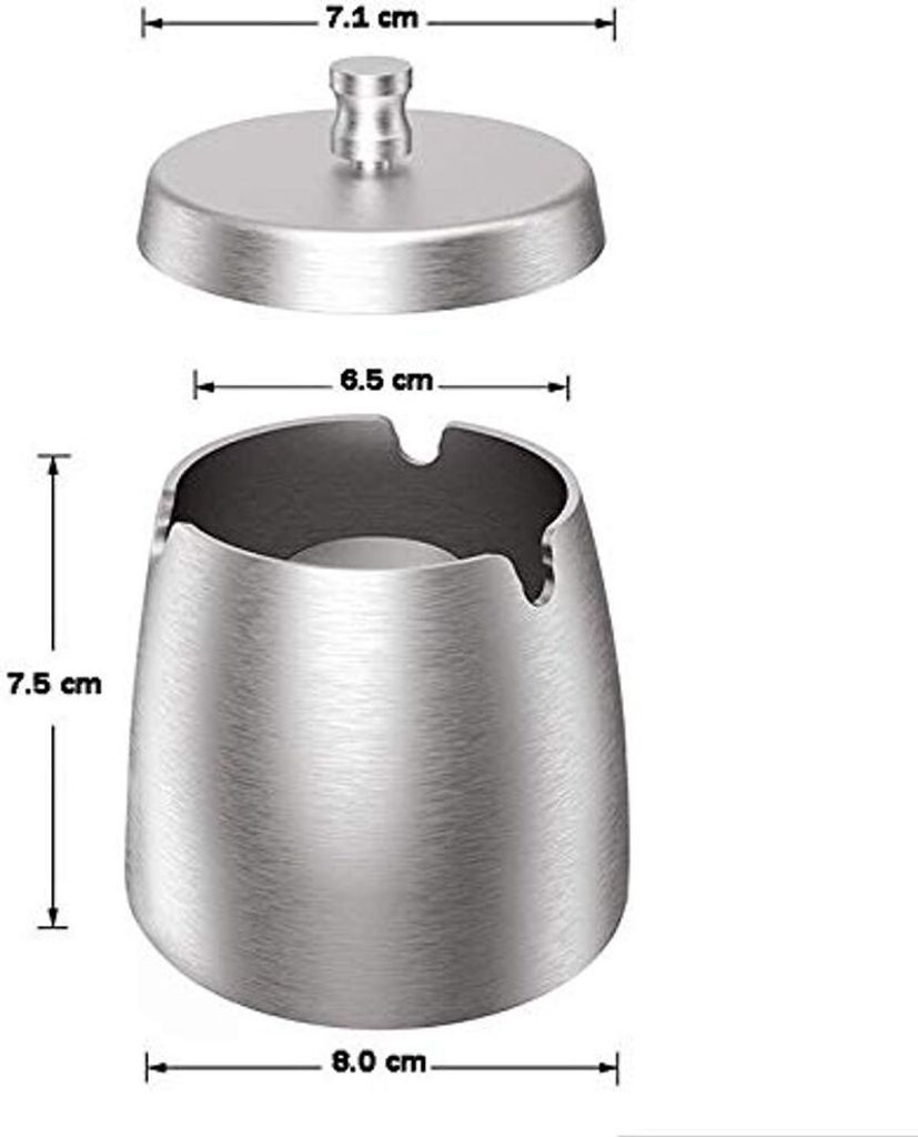 Aschenbecher, Edelstahl-Design mit Deckel für den Produktbild 3