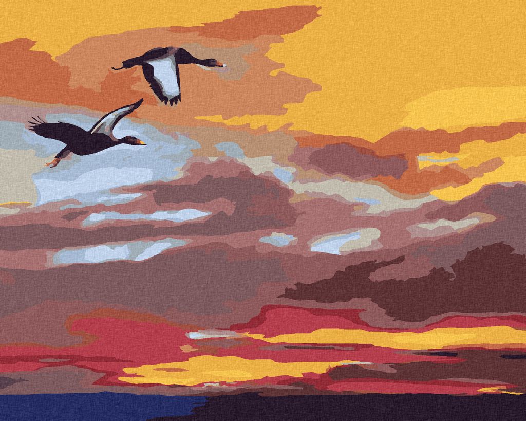 Zuty - Malen nach Zahlen - FLIEGENDE ENTEN (D. RUSTY RUST), 40x50 cm, ohne Keilrahmen