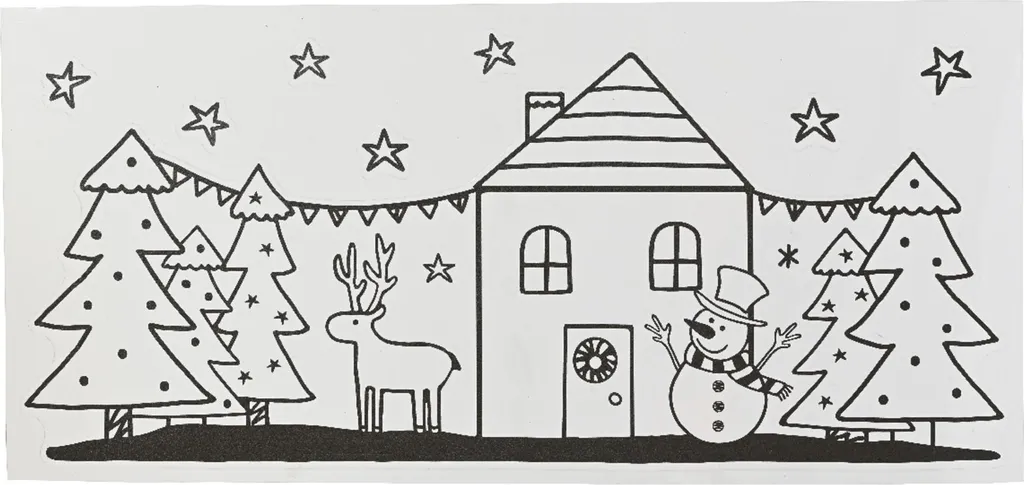 Déco Fenêtre Noël Noir Mat en Bois Découpé Silhouette Hivernale 30cm
