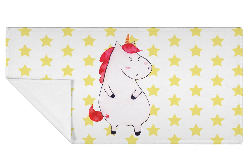 Mr. & Mrs. Panda Handtuch Einhorn Wut - Weiß - Geschenk, Produktbild 