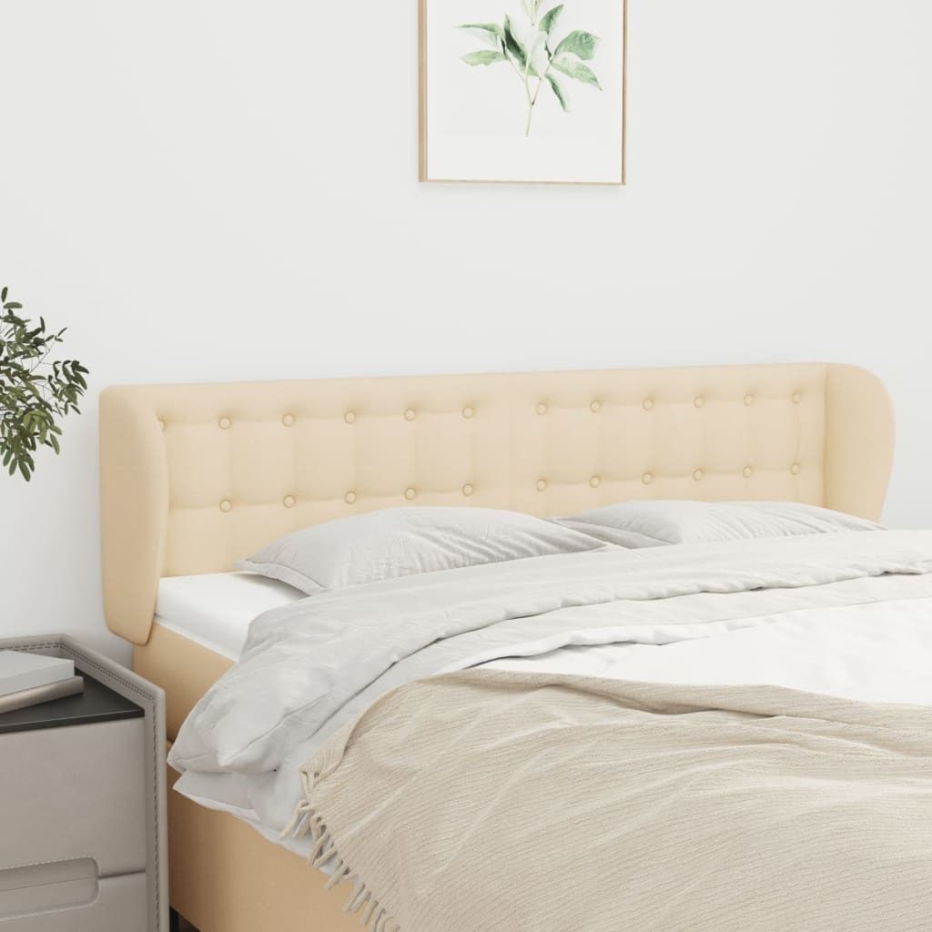 The Living Store Kopfteil mit Ohren Creme 147x23x78/88 cm Stoff