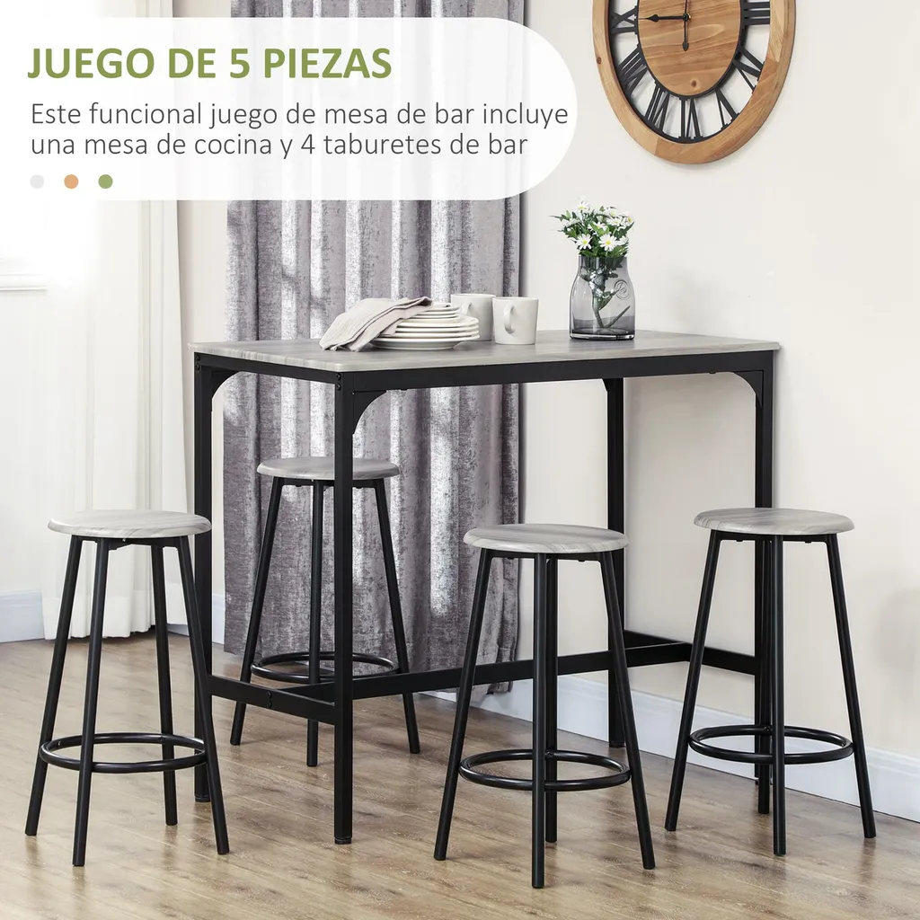 Table de bar grise compacte 4 places pour aménager un petit espace