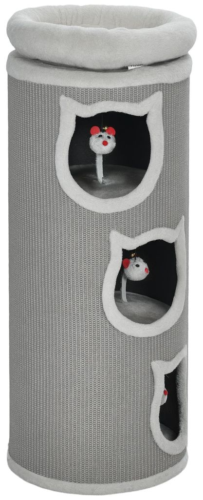 PawHut Krabpalen toren, 96 cm hoog, kattenhuis met 3 Productafbeelding 