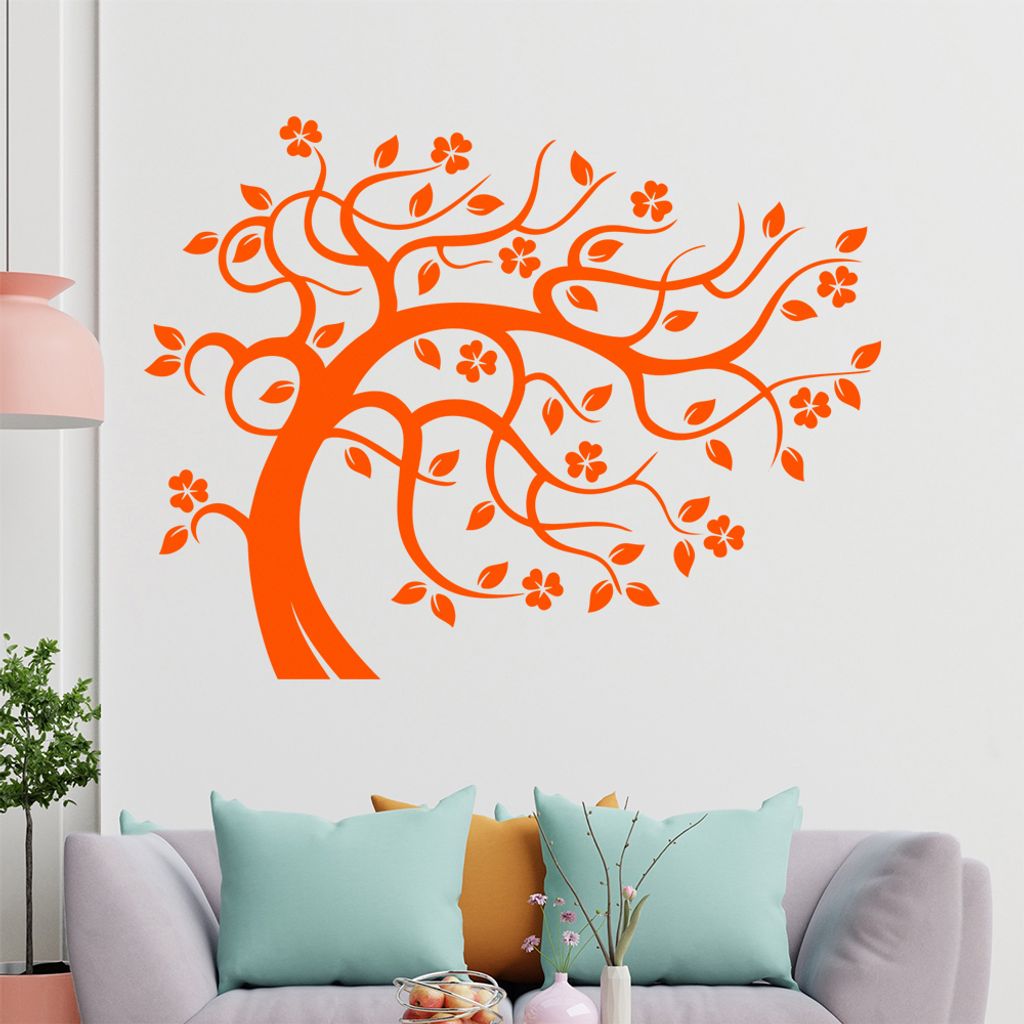 Baum - vom Wind gebogen Wandtattoo in 6 Größen - Wandaufkleber Wall Sticker - Dekoration, Küche, Wohnzimmer, Schlafzimmer, Badezimmer