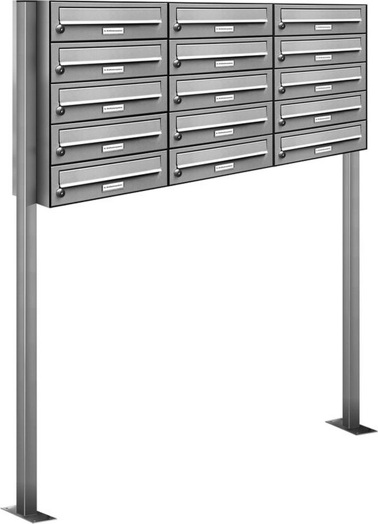 15er Edelstahl Stand Briefkasten Anlage Freistehend