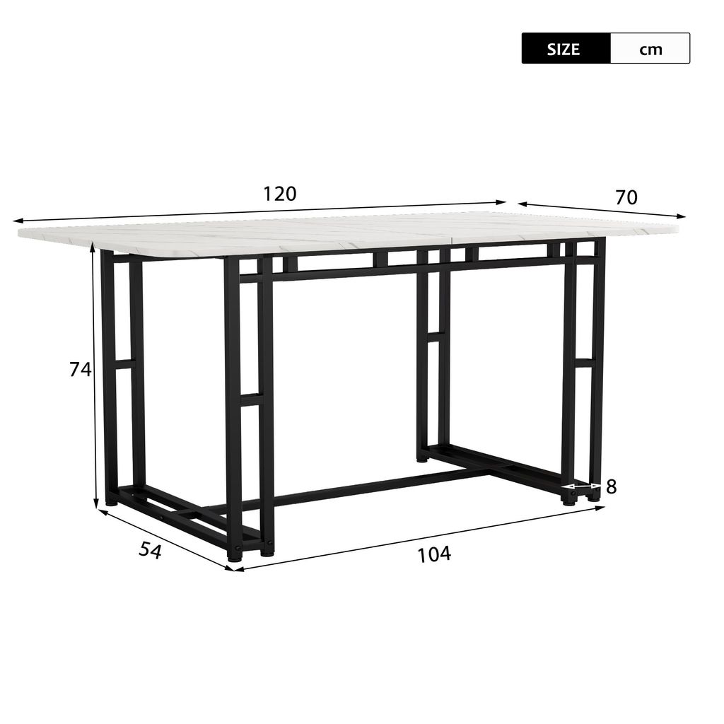 OKWISH Table À Manger Rectangulaire Avec Pieds Métal Plaqué Image du produit 
