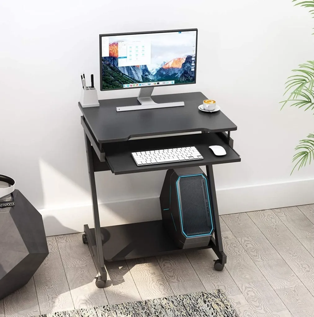 Techly ICA-TB 935B Bureau Informatique Noir Compact avec Support PC - 4