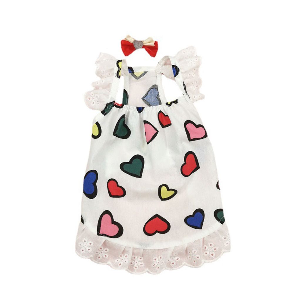 Haustierkleid, weiche Spitze, modischer Druck, bequem, dünn, Foto-Requisite, Baumwolle, Hundekleid mit Kopfschmuck, Sommerversorgung