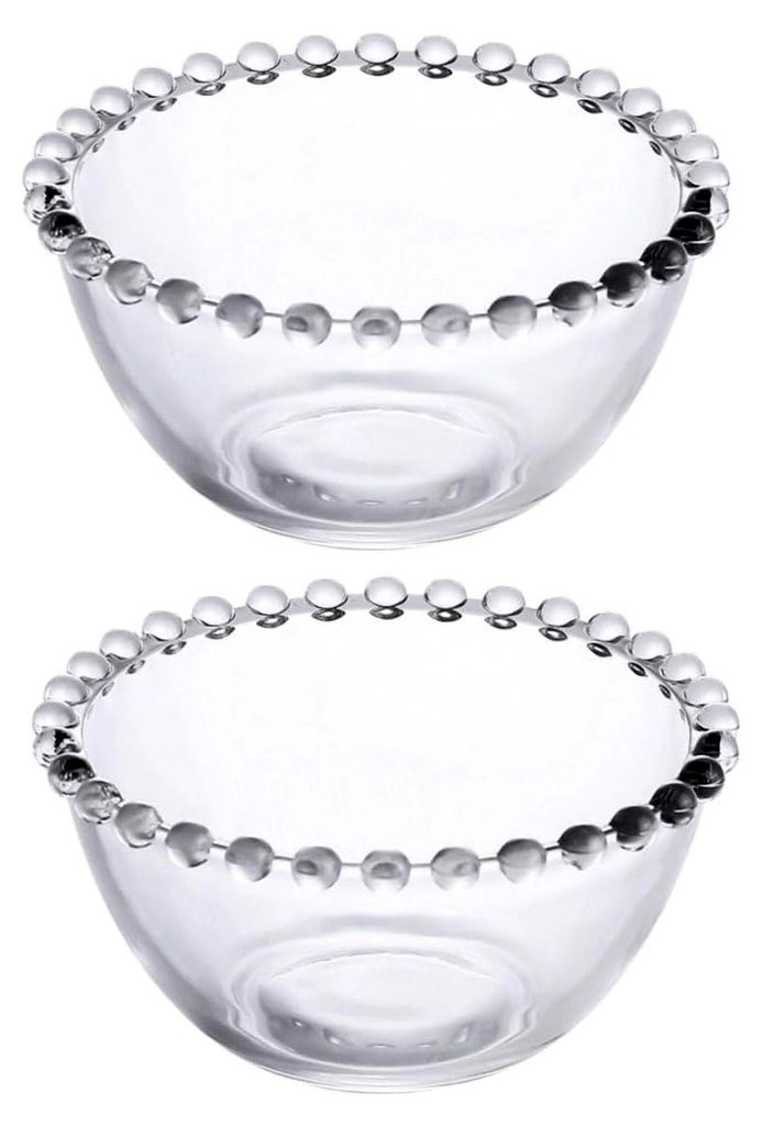 2 Stück Kleine Transparente Glasschalen Mit Perlenrand Vielseitige Dessert- und Salatschüssel Aus Glas Dekorative Snackschale Für Obst Und Eis