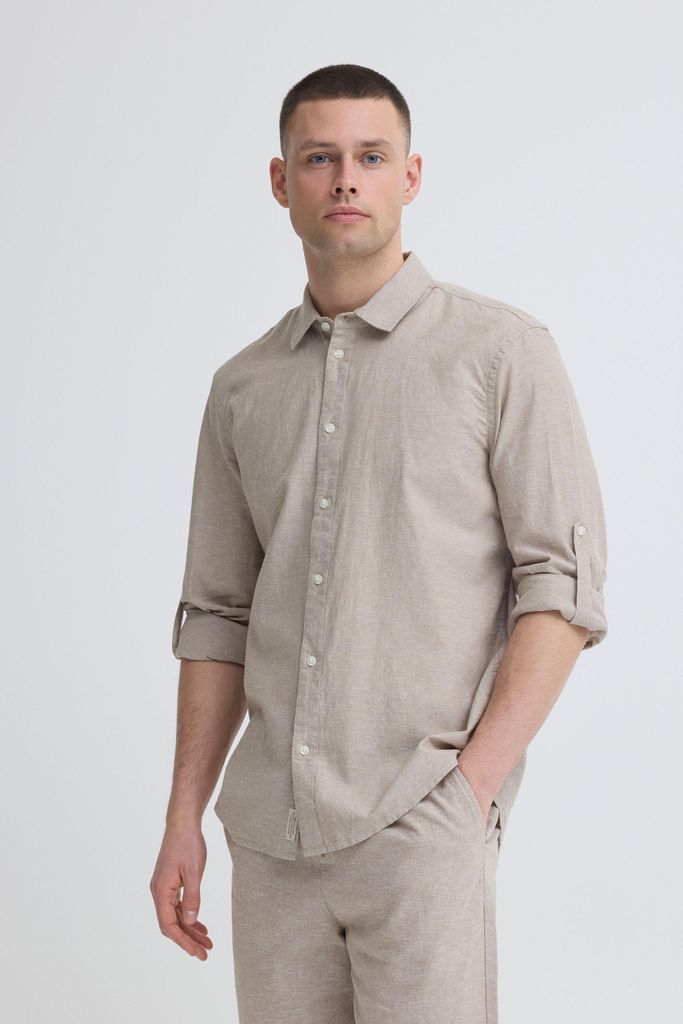 Blend BHAban Herren Leinenhemd Hemd Langarmhemd Baumwollmischung Regular Fit