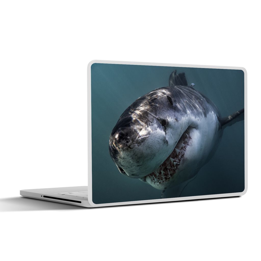 MuchoWow Laptop Aufkleber Sticker Cover Hai - Weiß - Wasser 30x21 cm - Sticker für Laptop - Selbstklebend