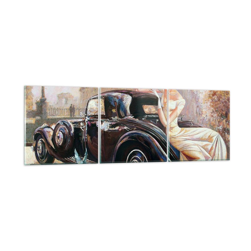Bilder auf glas - frau retro stil - 120x40cm - Glasbilder - Wandbilder - Kunstdruck - zum Aufhängen bereit - Wanddekoration aus Glas - Glas Bilder...
