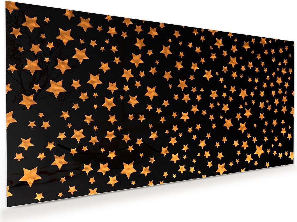 Glasbild Wandbild Dunkles Muster mit Sternen 60x30cm in XXL für Wohnzimmer, Schlafzimmer, Badezimmer, Flur