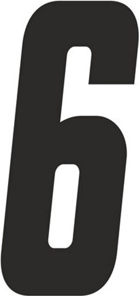 Sticker Rennnummer für Moto Cross "6", schwarz 10cm