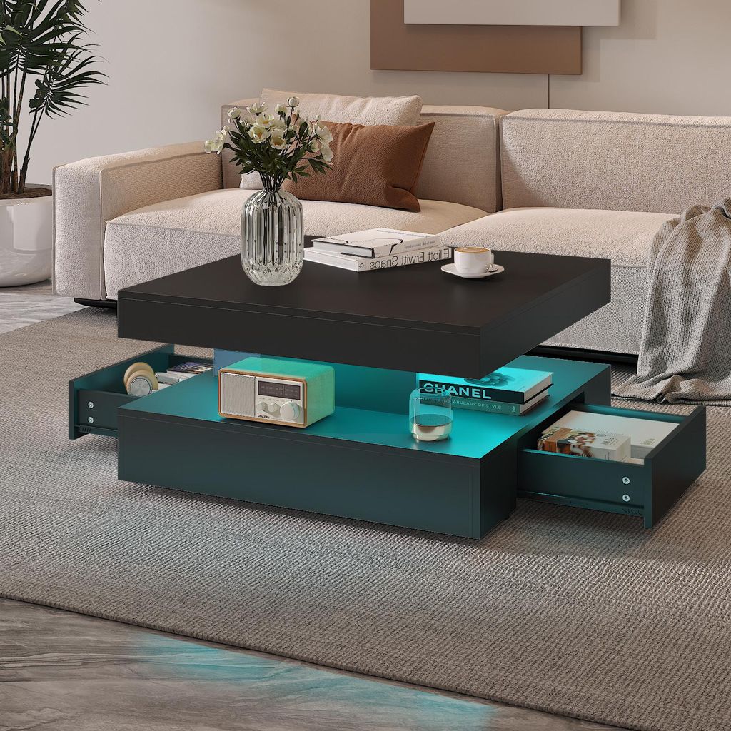 Radelldar Wohnzimmertisch mit 2 Schubladen, mit LED und Produktbild 