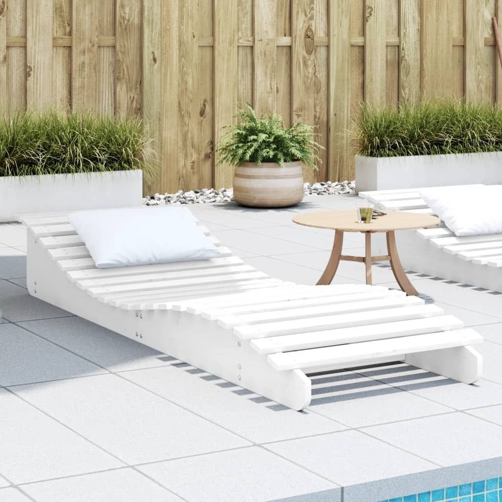 Lehátko na opaľovanie biele 205x60x31,5 cm masívna borovica Obrázok produktu 