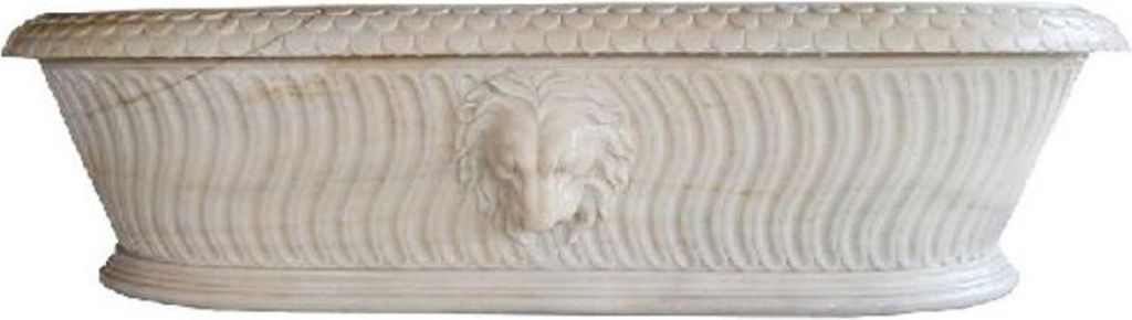 Casa Padrino Luxus Barock Badewanne Löwenkopf Weiß 204 x 107 x H. 53 cm - Freistehende Marmor Badewanne - Bad Accessoires - Edel & Prunkvoll