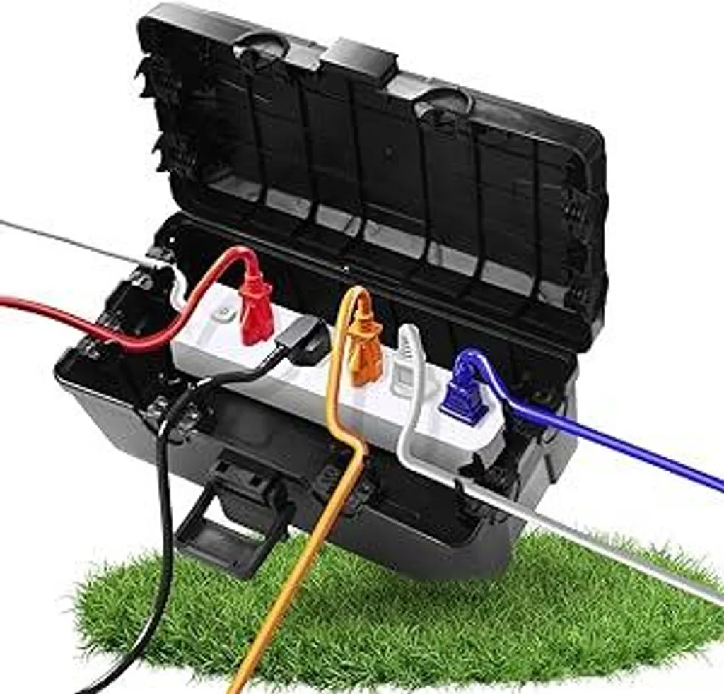 Scatola per cavi impermeabile, scatola per cavi da giardino impermeabile per esterni (outdoor), scatola di sicurezza IP54 - scatola di sicurezza, scatola per cavi resistente alle intemperie, coperture per prolunghe, protezione per prese, timer, spina