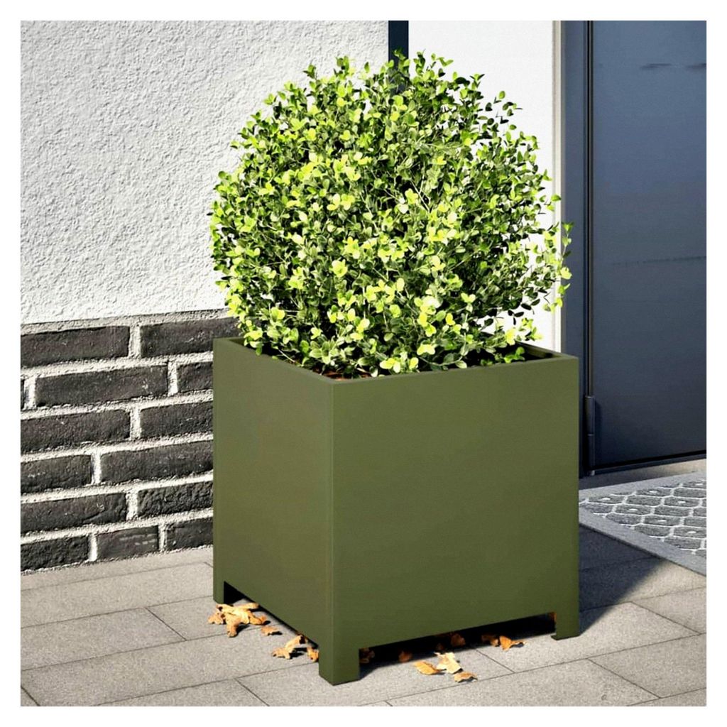Pflanzkübel 2 Stück Olivgrün 40x40x40 Stahl Produktbild 