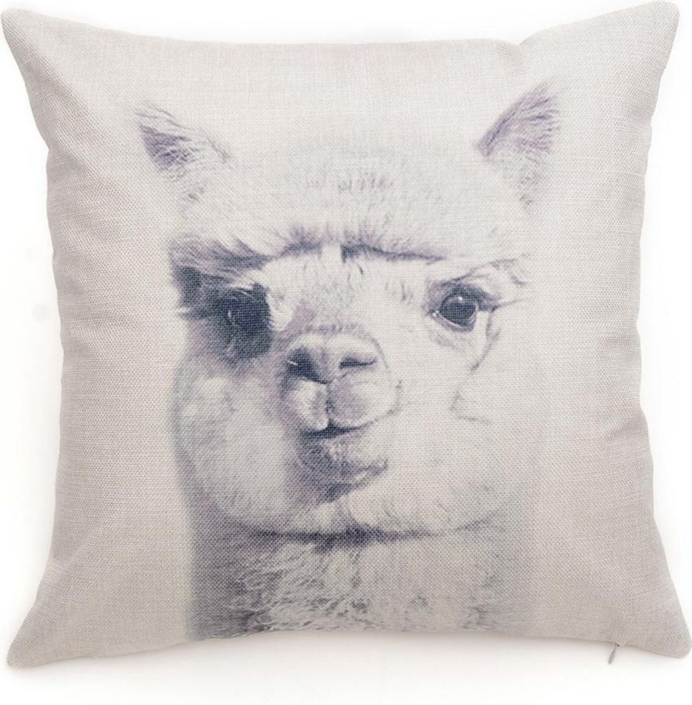 1PC Linen Pillow Case Cartoon Animals Pattern Home Office Decoration Seat Cushion Cover(Alpaca)