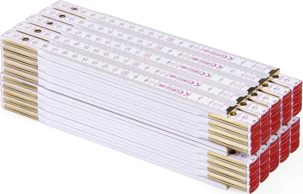 Mètre pliant de 2 mètres avec Articulations Acier Perfekt 10 Blanc - 50x