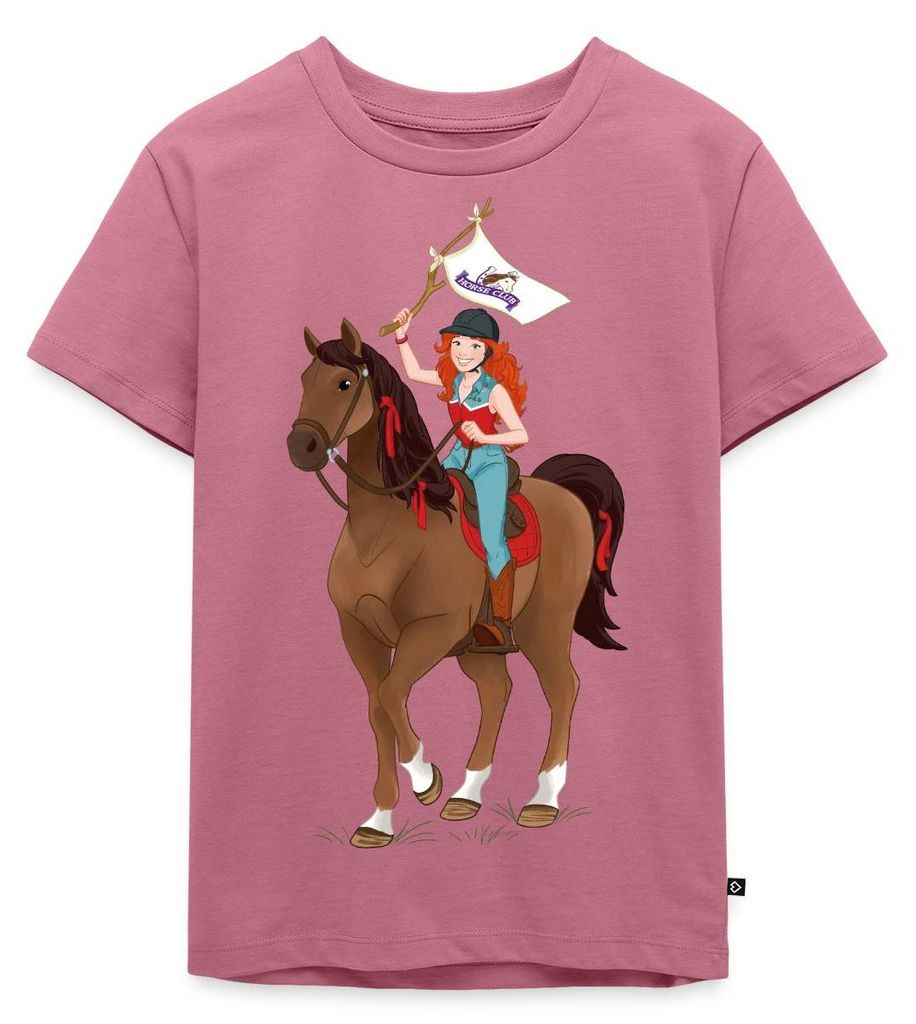 Spreadshirt Schleich Horse Club Hannah auf Pferd Cayenne Kinder Premium T-Shirt, 110/116 (4 Jahre), Mauve