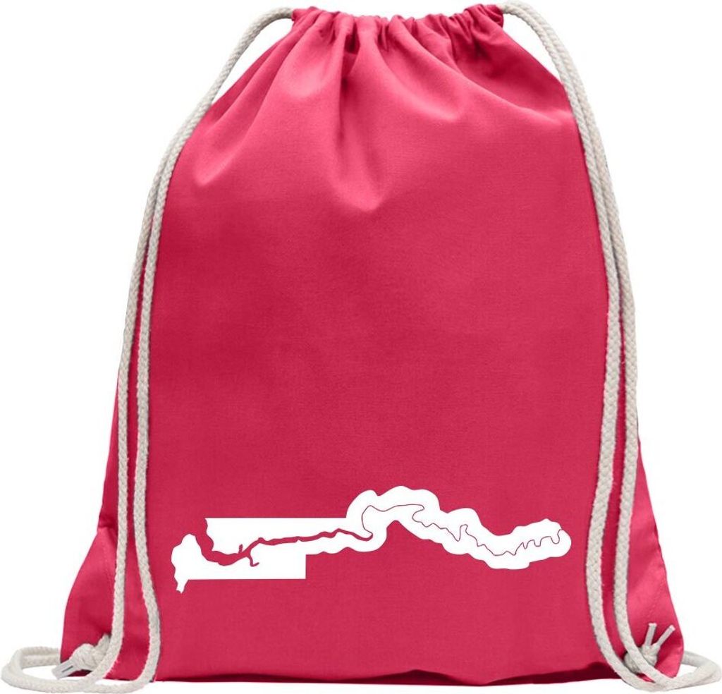Kiwistar - Turnbeutel - pink - Gambia Umriss Kontur - Fun Rucksack Sport Beutel Gymsack Baumwolle mit Ziehgurt
