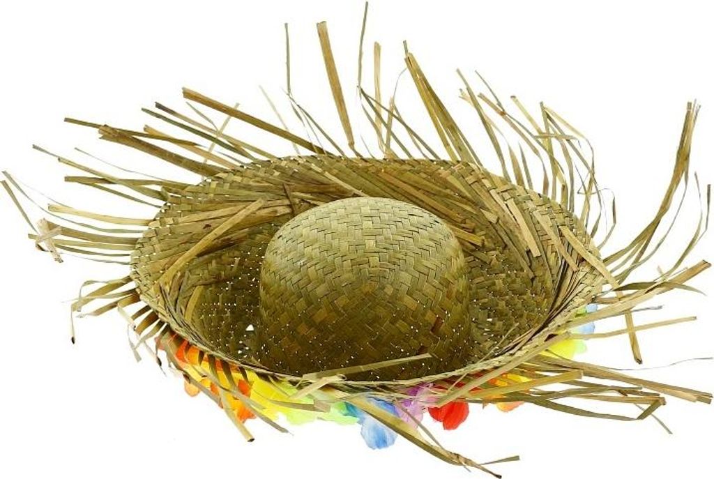 Hawaiihut aus Stroh mit Aloha-Hawaii-Blumen