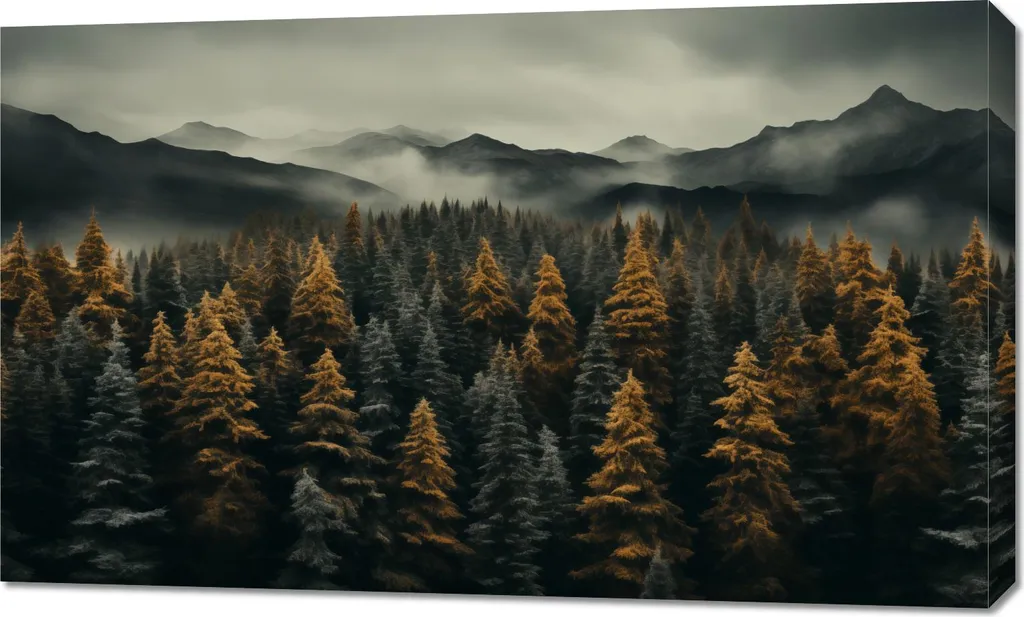 Tableau 100x60 cm Matin Brumeux - Décoration Murale Nature pour Salon