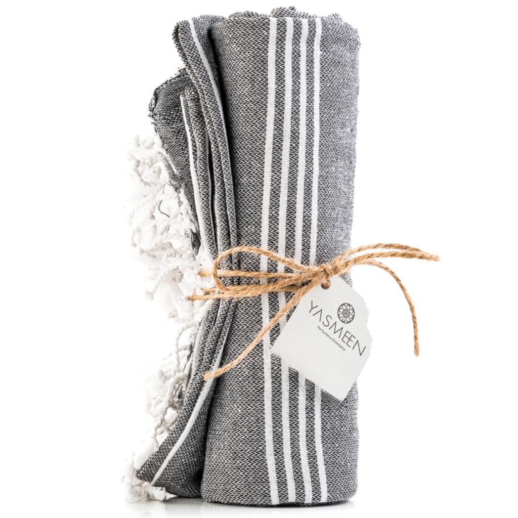 Badetuch 96 x 172 cm – 100% Baumwolle – 260 g/m² – Saunatuch – Strandtuch – Pestemal Hamamtuch - schnelltrocknend und leicht (Grau, 96x1...