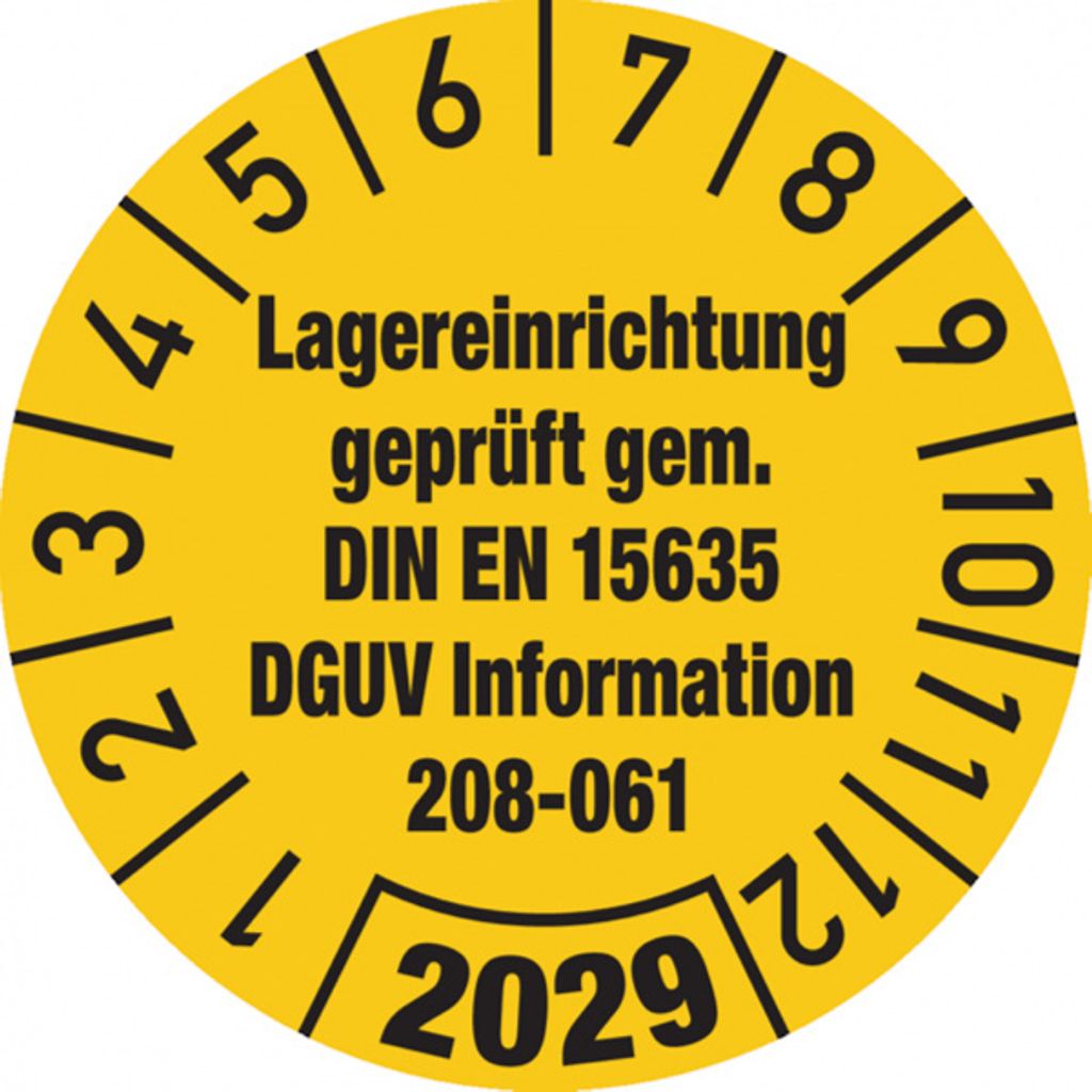 Dreifke Jahresprüfplakette, Lagereinrichtung DGUV Information 2 - 30 mm Foli...