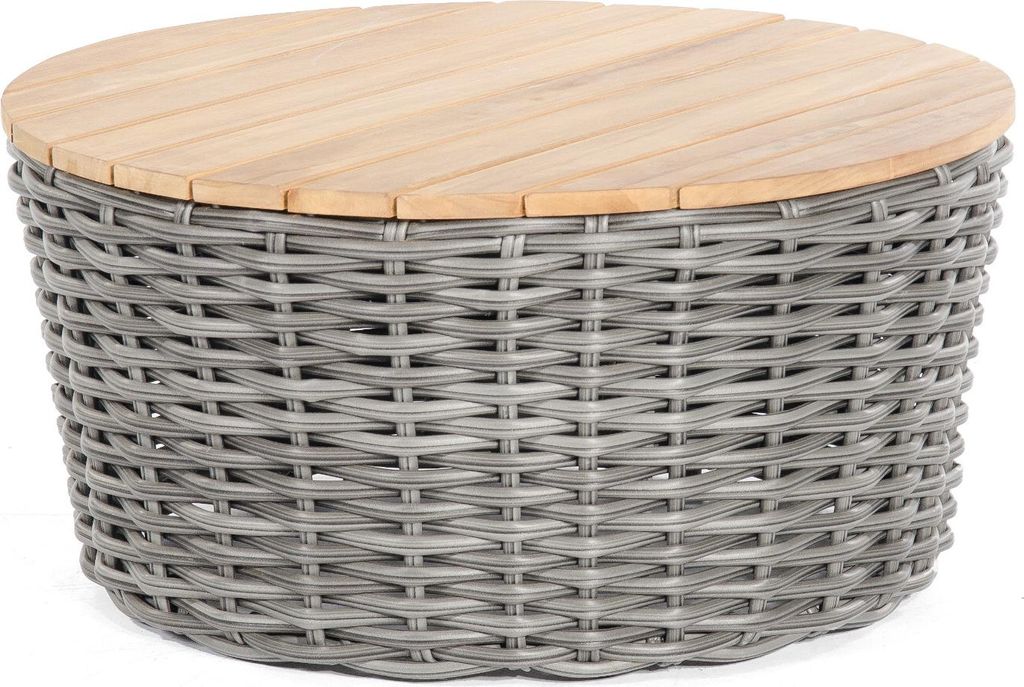 Sonnenpartner Sands Loungetisch Ø91 cm Aluminium/Teakholz mit Polyrattan charcoal