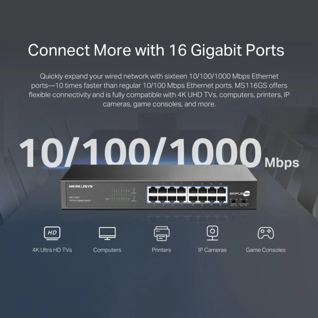 Mercusys MS1X Switch Multi-Ports Extension Réseau Rapide sans Setup - 7