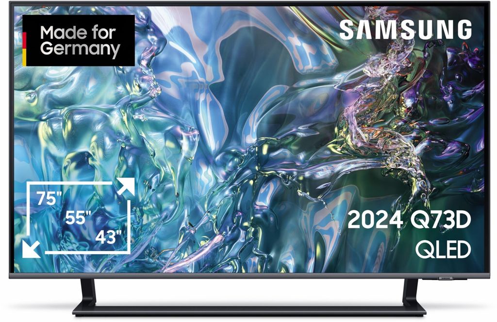 Samsung 43" QLED 4K Q73D Tizen OS Smart TV (2024), 109,2 cm (43"), 3840 x 2160 Pixel, QLED, Smart-TV, WLAN, Grau, Titan
