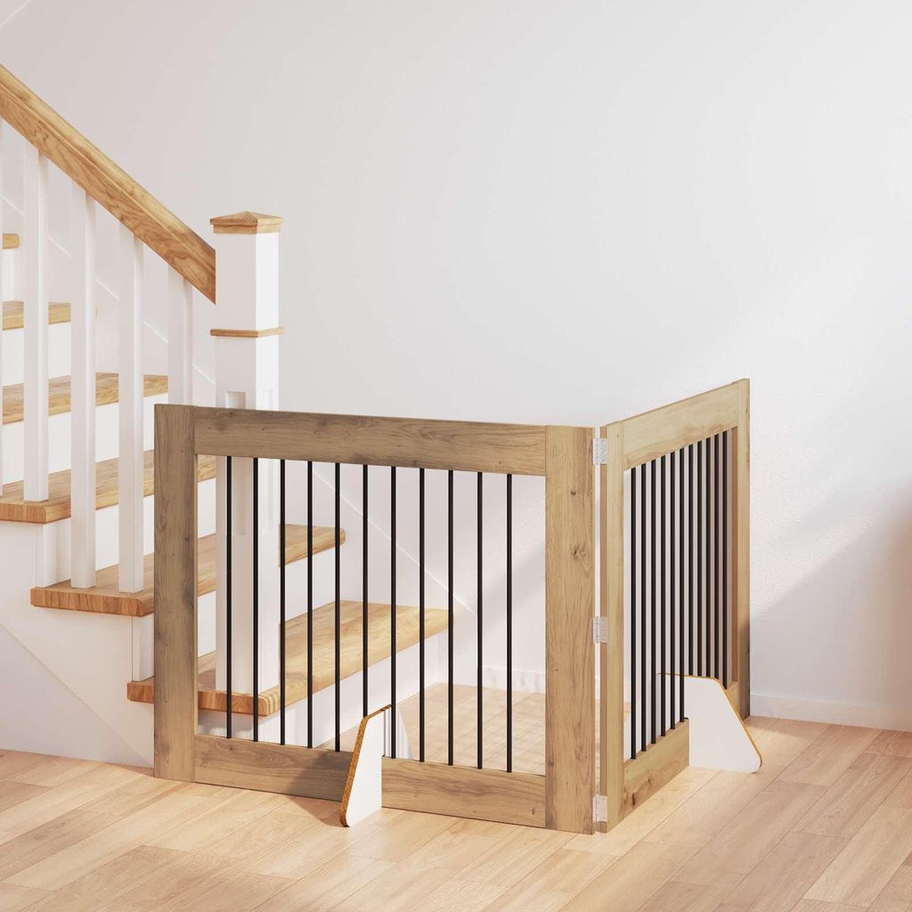 Möbel Hundetor mit Ständern 2 pcs Artisan-Eiche 100 x 80 cm - Sonstiges Hundezubehör CC3202
