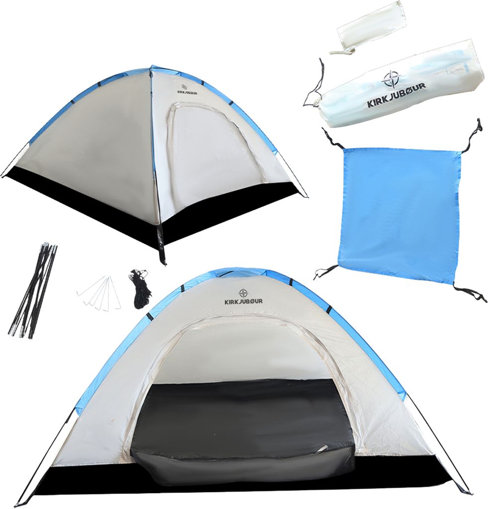 KIRKJUBØUR "Vindr" 2 Personen-Camping-Zelt, wasserdicht, UV-Schutz 50+, leicht & stabil, inkl. Zubehör & Tragetasche, schnell aufbaubar weiß |...
