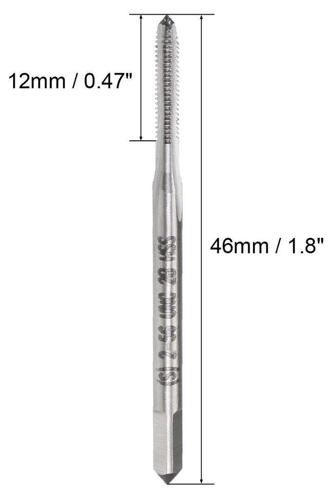 Maschinenhahn 2-56 UNC Gewindesteigung 2B Klasse 3 Nuten Hochgeschwindigkeitsstahl
